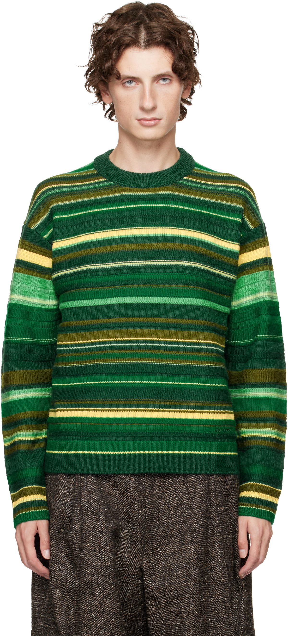 JW Anderson Green Multi Stripe Sweater