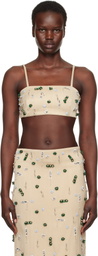 Christopher Esber Beige Embla Beaded Bandeau Tank Top
