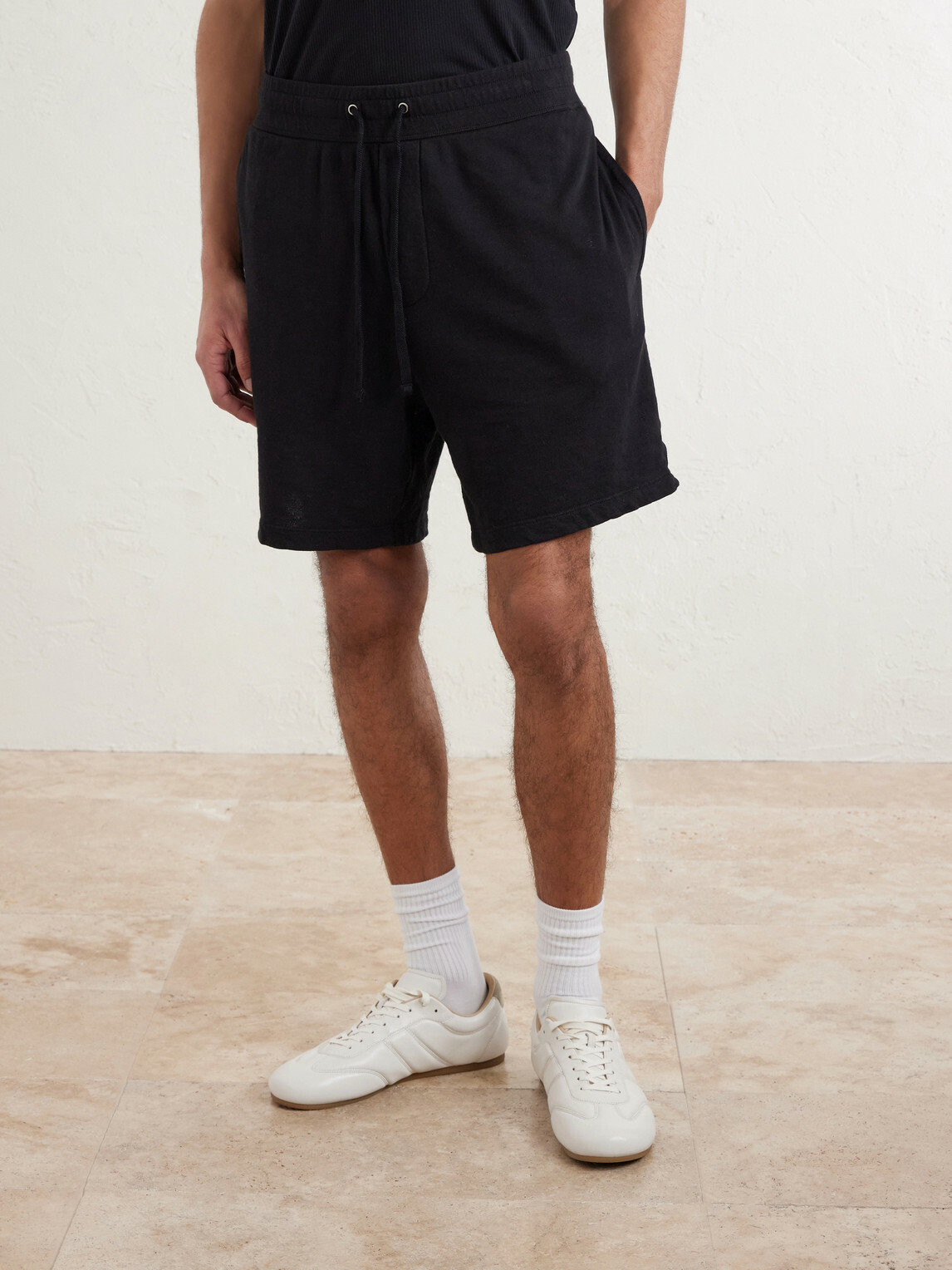 James Perse - Straight-Leg Cotton-Jersey Drawstring Shorts - Black