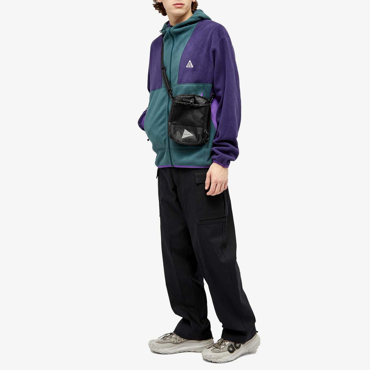 Nike Men's Acg Wolf Tree Full Zip Fleece in Deep Jungle/Purple Ink