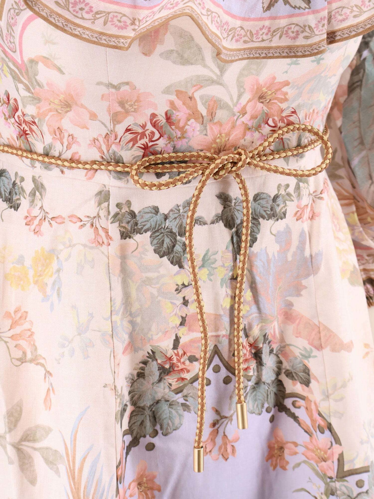 ワンピース ZIMMERMANN Woman Dress Multicolor ZIMMERMANN Ginger Swing belted floral-print ramie-voile maxi