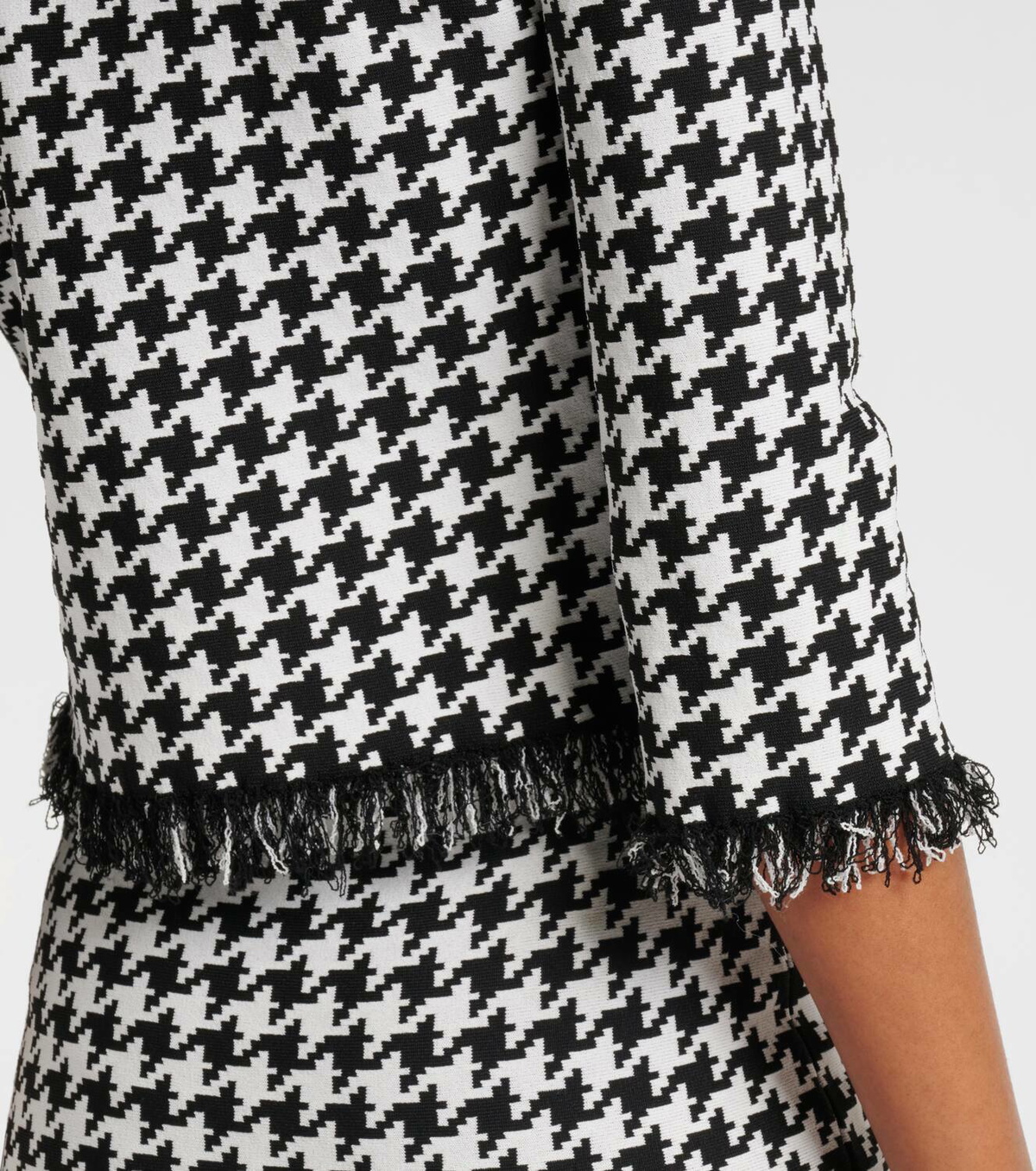 Alexander McQueen Houndstooth fringed jacquard cardigan