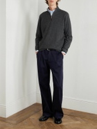 Peter Millar - Suede-Trimmed Cashmere Flex Half-Zip Sweater - Gray