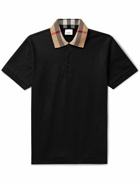 Burberry - Check-Trimmed Cotton-Piqué Polo Shirt - Black