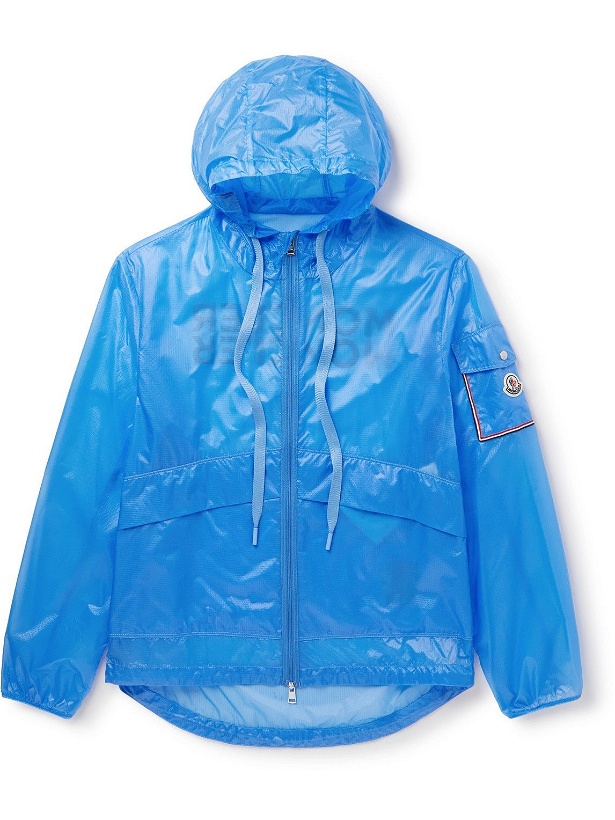 Photo: Moncler - Ebizo Logo-Print Nylon-Ripstop Hooded Jacket - Blue