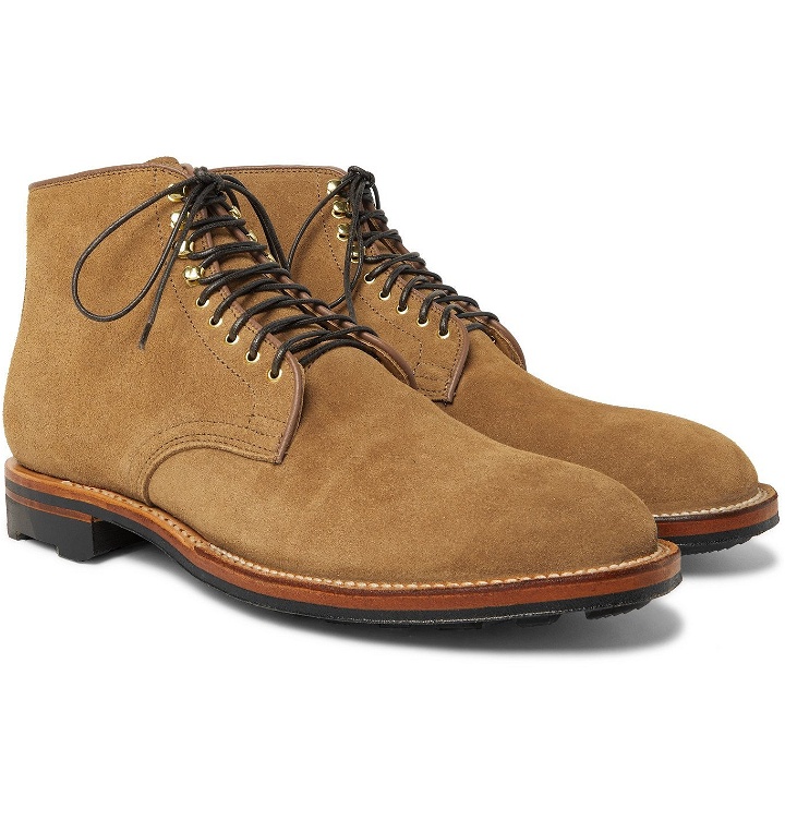 Photo: Viberg - Zabri Leather-Trimmed Suede Derby Boots - Brown