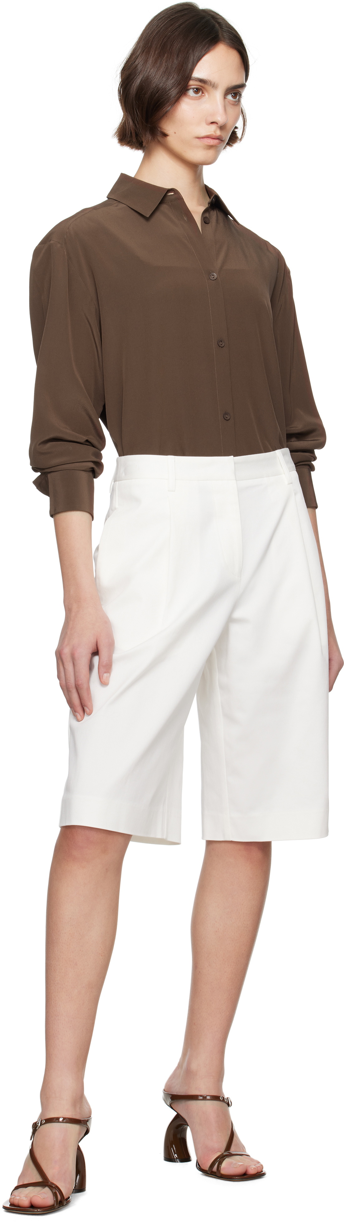 Matteau White Long Chino Shorts