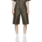 Givenchy Khaki Leather Bonded Bermuda Shorts