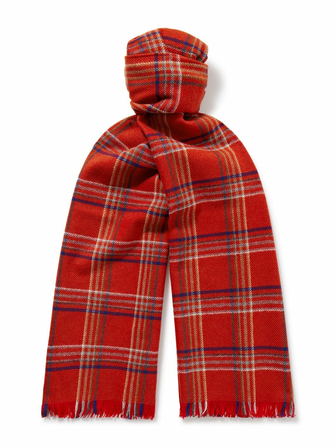 BODE - Gable Checked Fringed Wool Scarf