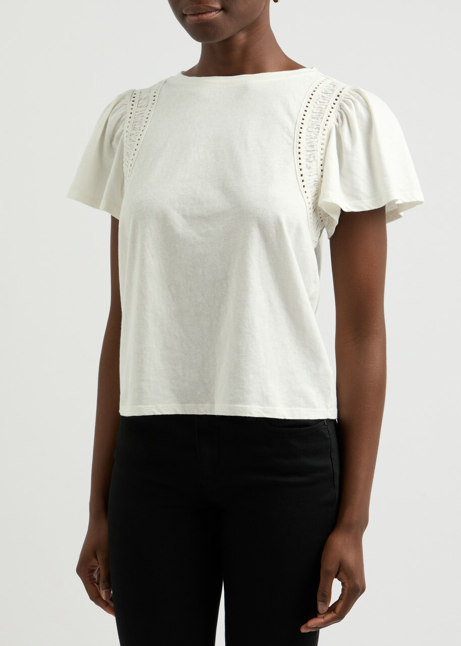 Paige Paisley Cotton-blend T-shirt Off White