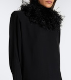 Valentino Feather-trimmed silk georgette minidress