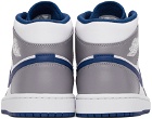 Nike Jordan Gray & White Air Jordan 1 Mid Sneakers