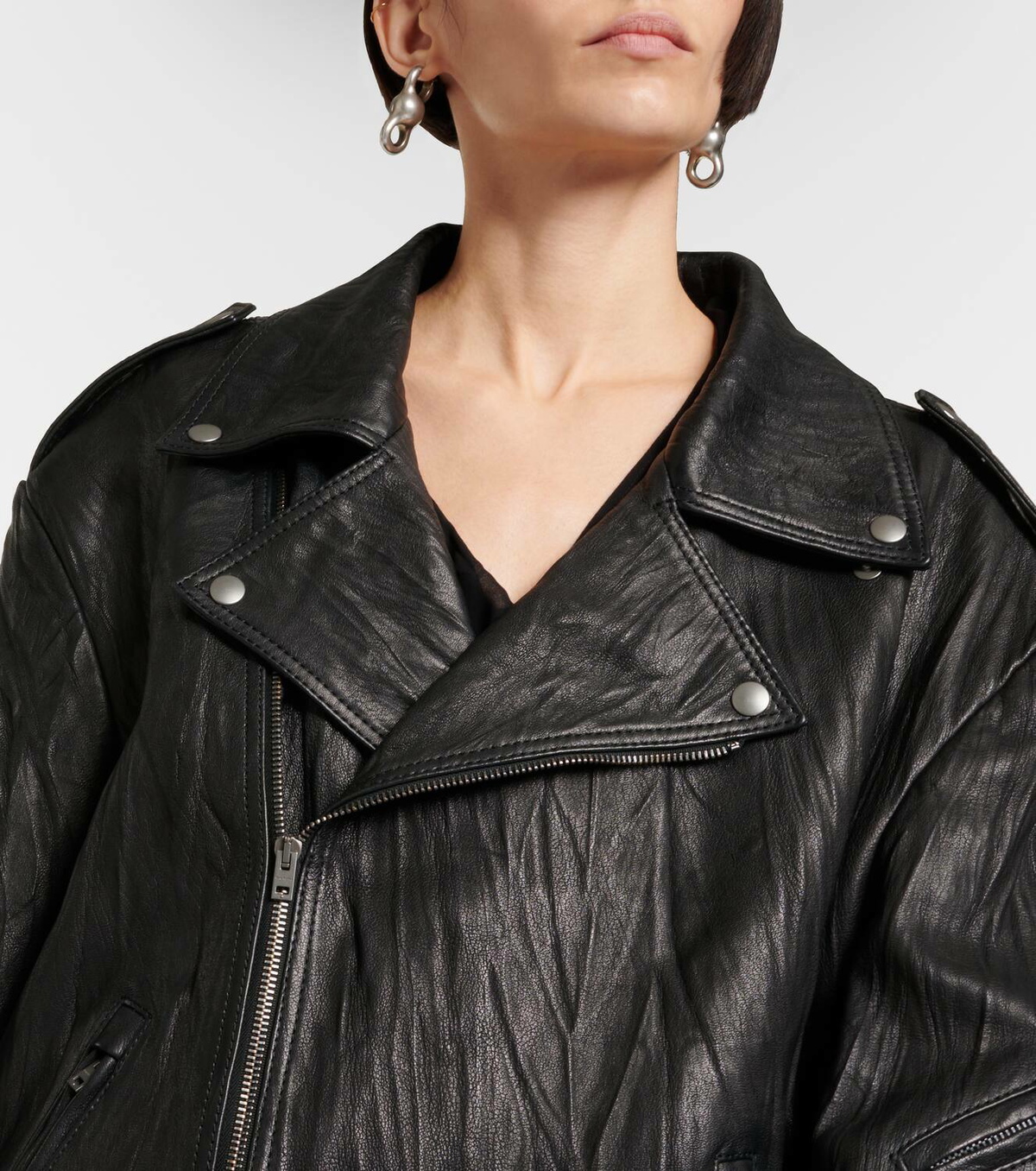 Acne Studios Linor oversized belted leather jacket