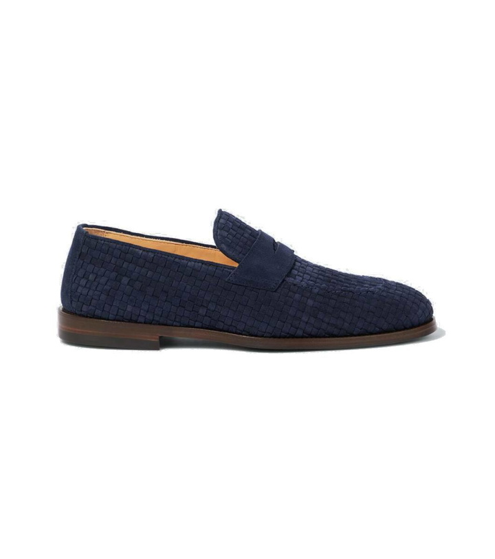 Photo: Brunello Cucinelli Woven suede penny loafers