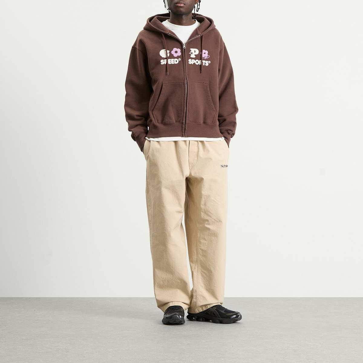 Pawa Speed Sports Men's Multi Monogram Zip Hoodie in Chocolate