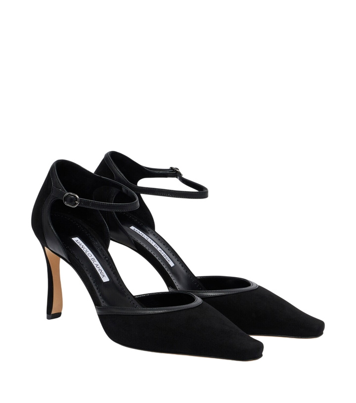 Photo: Manolo Blahnik Armelia leather-trimmed suede pumps