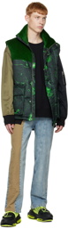 Feng Chen Wang Black & Green Graphic Down Vest