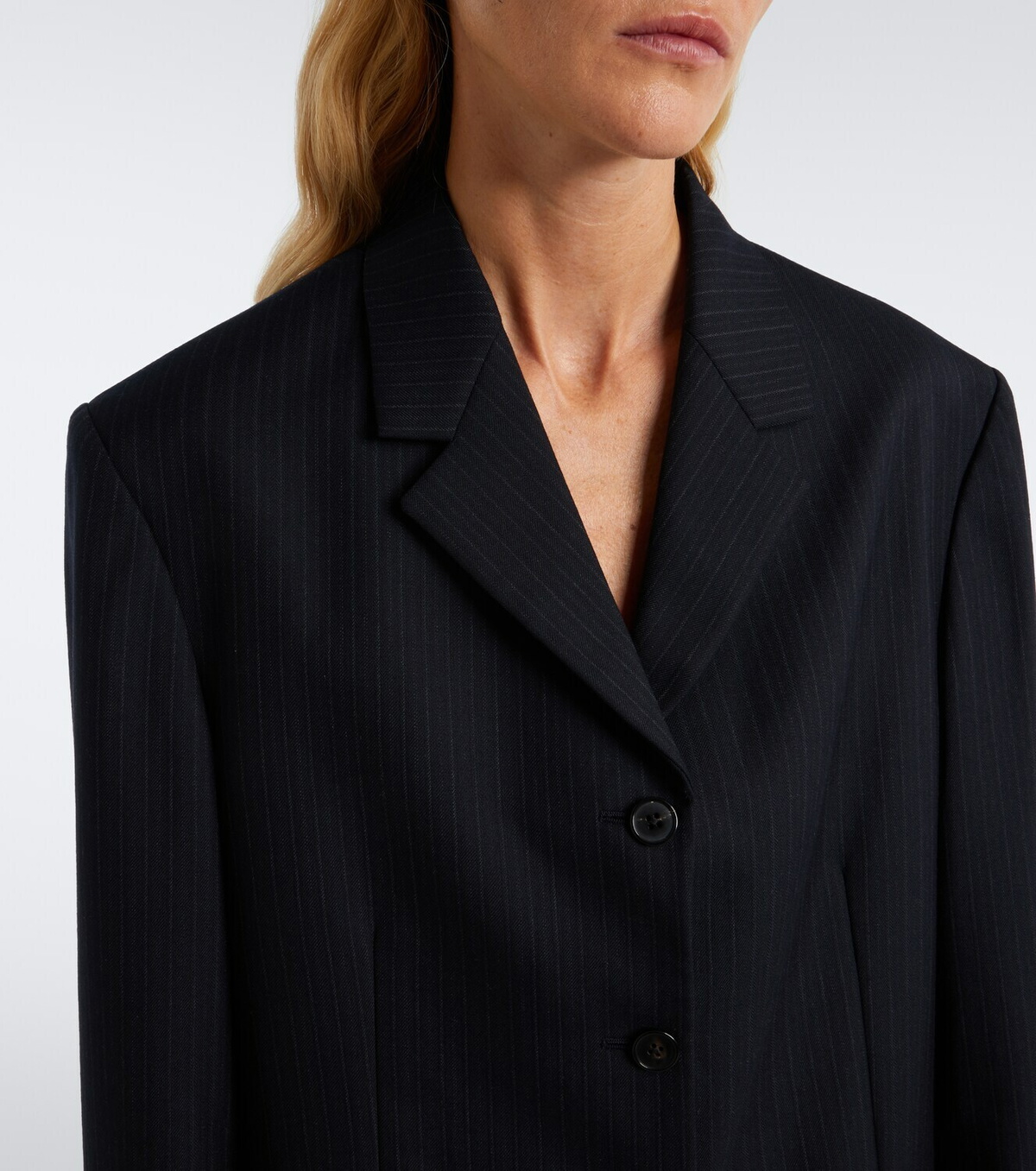 The Row Gelda chalk stripe wool blazer