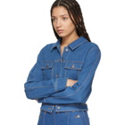 Kreist Blue Cropped Round Shoulders Denim Jacket