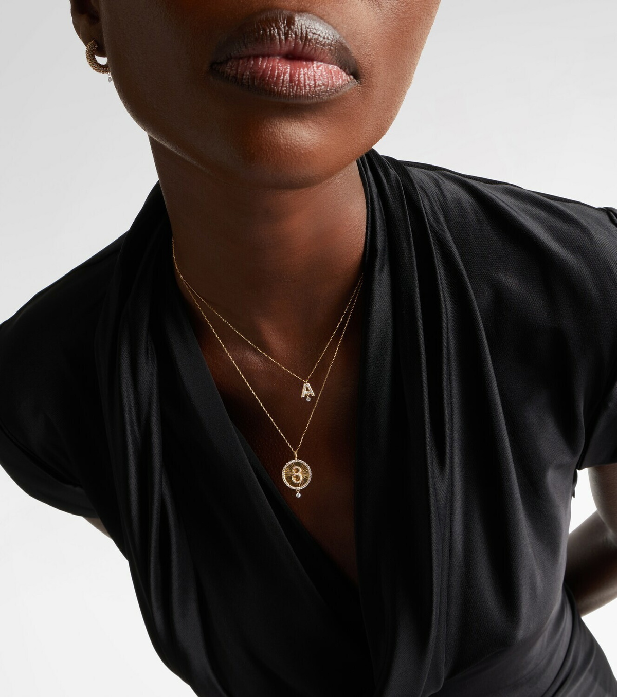 Persée Alphabet A 18kt gold necklace with diamonds