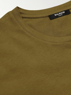 Balmain - Logo-Flocked Cotton-Jersey T-Shirt - Yellow