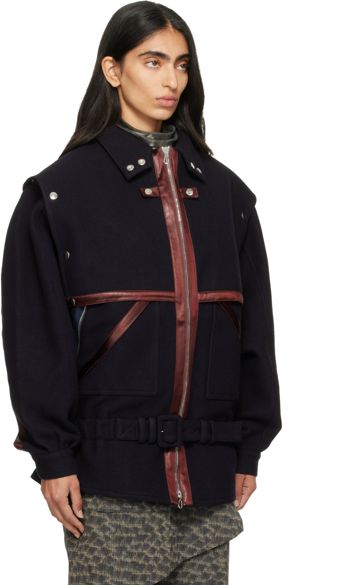 Kiko Kostadinov Navy Heron Belted Jacket