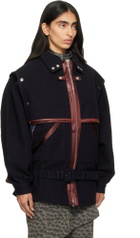 Kiko Kostadinov Navy Heron Belted Jacket