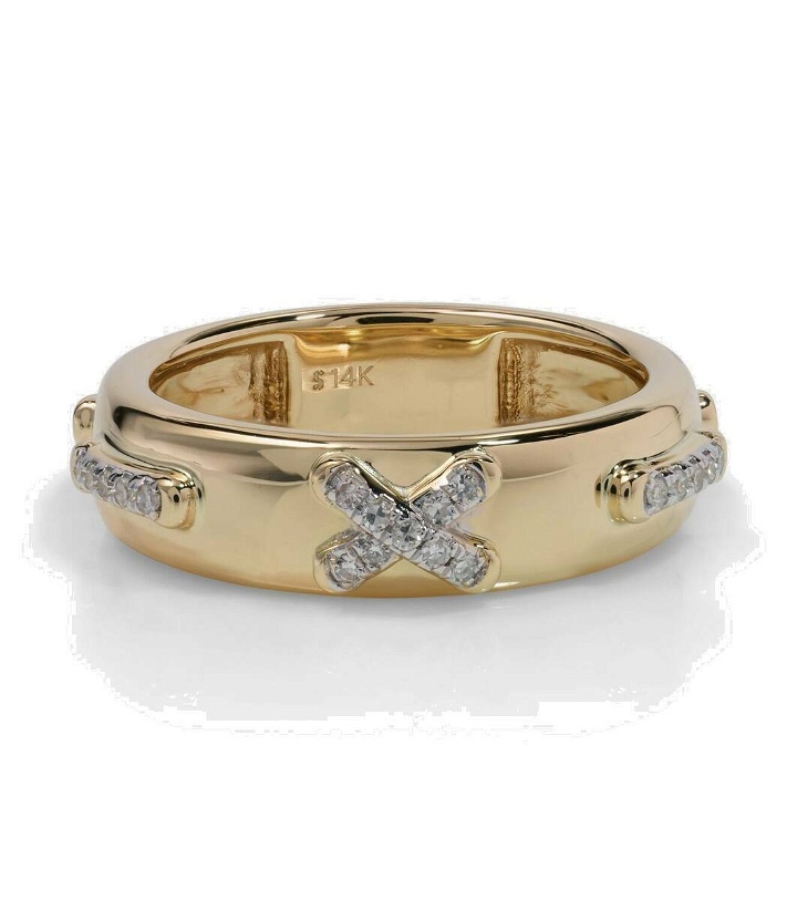 Photo: Stone and Strand Diamond Cross Stitch 14kt gold ring with white diamonds