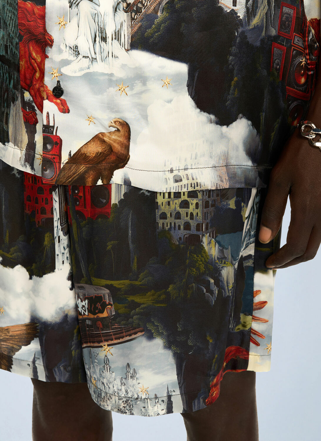 Off-White World Paint Viscose Bowling Shorts