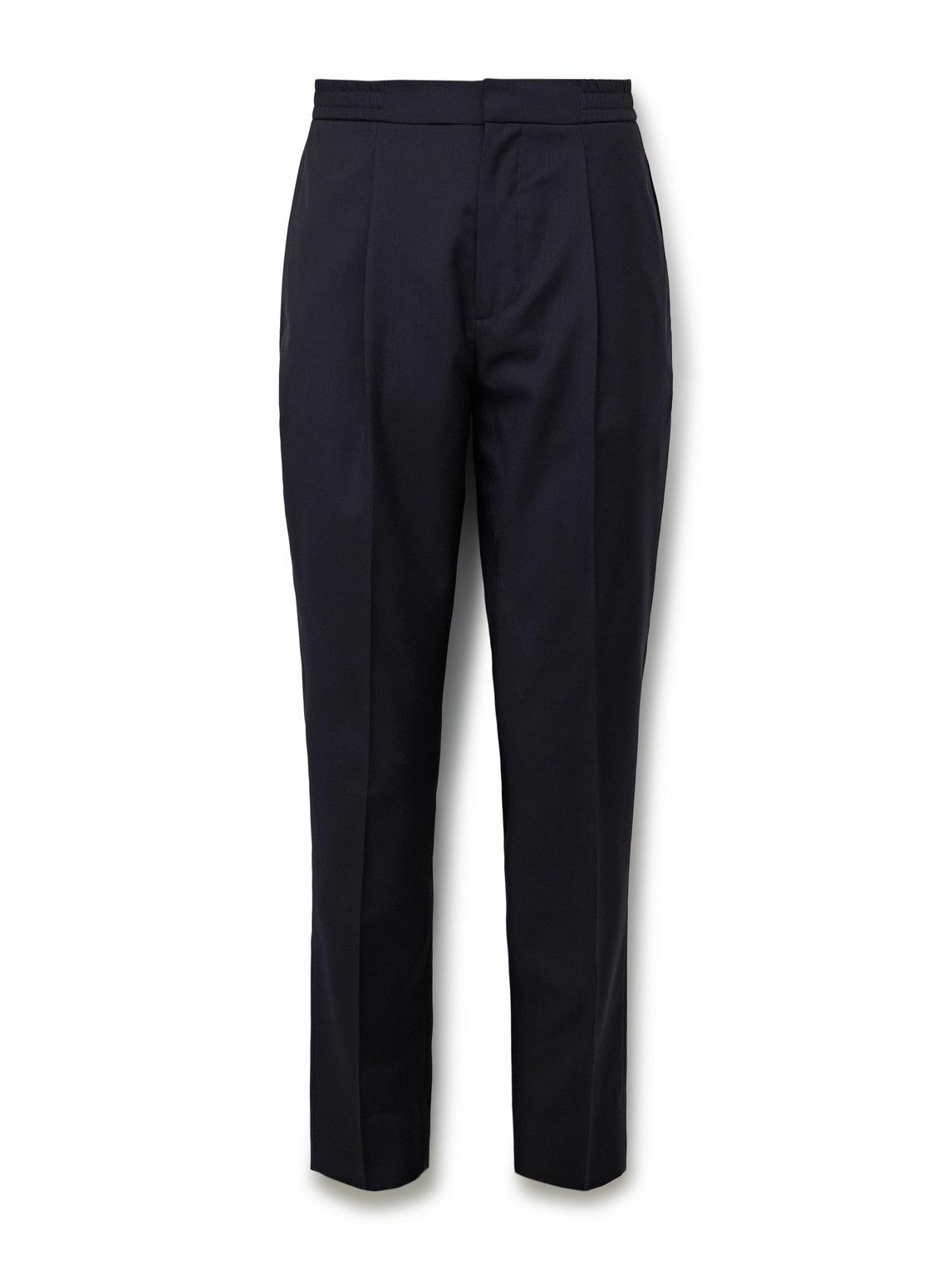 Officine Générale - Drew Tapered Pleated Virgin Wool-Crepe Trousers - Blue