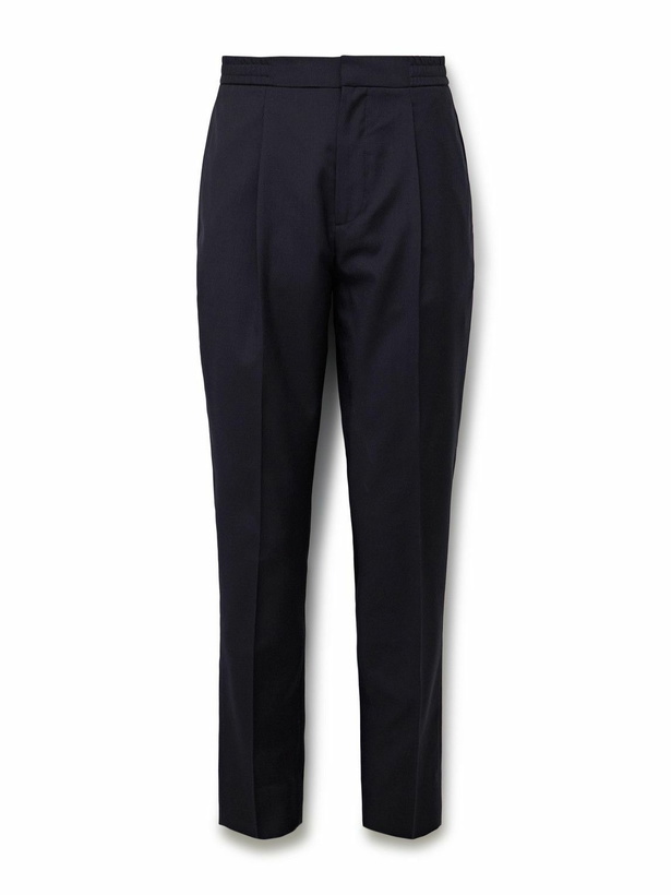Photo: Officine Générale - Drew Tapered Pleated Virgin Wool-Crepe Trousers - Blue