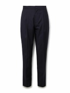 Officine Générale - Drew Tapered Pleated Virgin Wool-Crepe Trousers - Blue