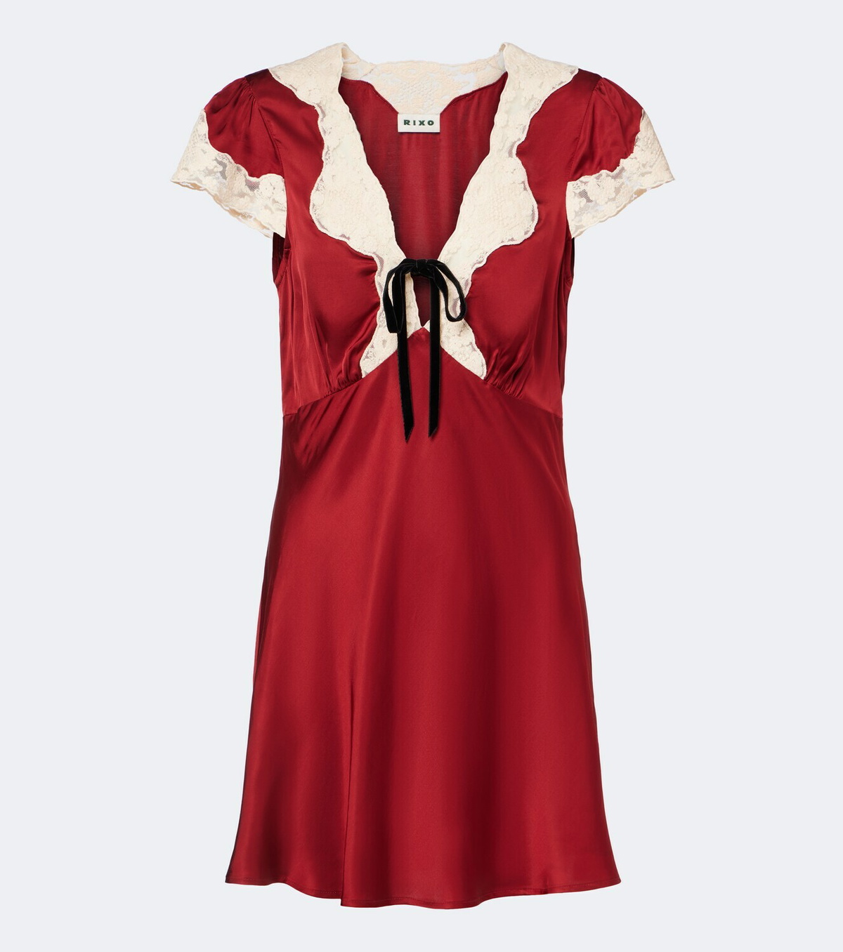 Rixo Lacie lace-trimmed satin minidress