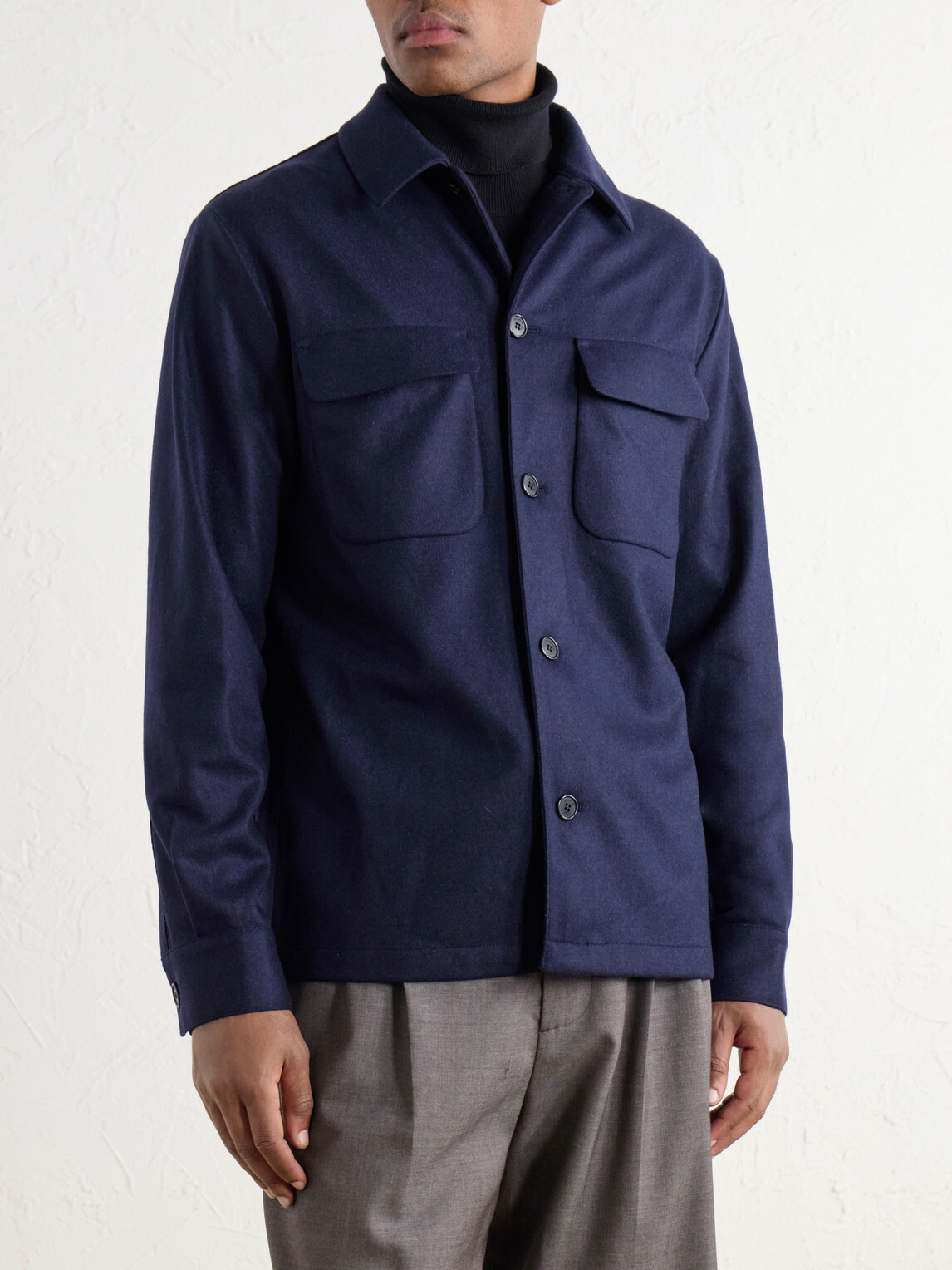 Slowear - Incotex Cashmere-Felt Overshirt - Blue