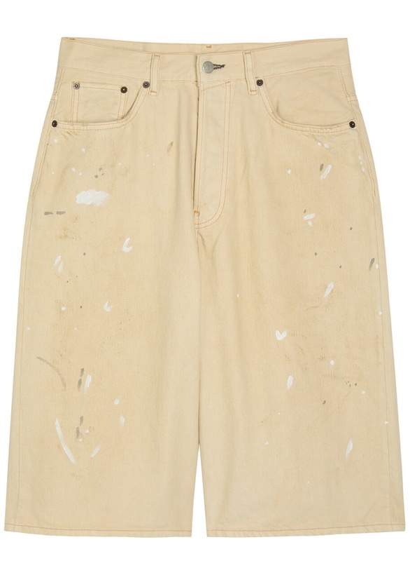 Photo: Acne Studios Paint-splatter Denim Shorts White