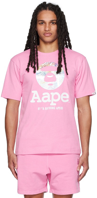 Photo: AAPE by A Bathing Ape Pink Moonface T-Shirt