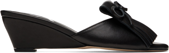 Photo: OPEN YY Black Fringe Wedge Mules