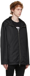 Balmain Black Hooded Transparent Logo Jacket