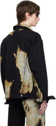 McQueen Black & Gray Abstract Print Denim Jacket