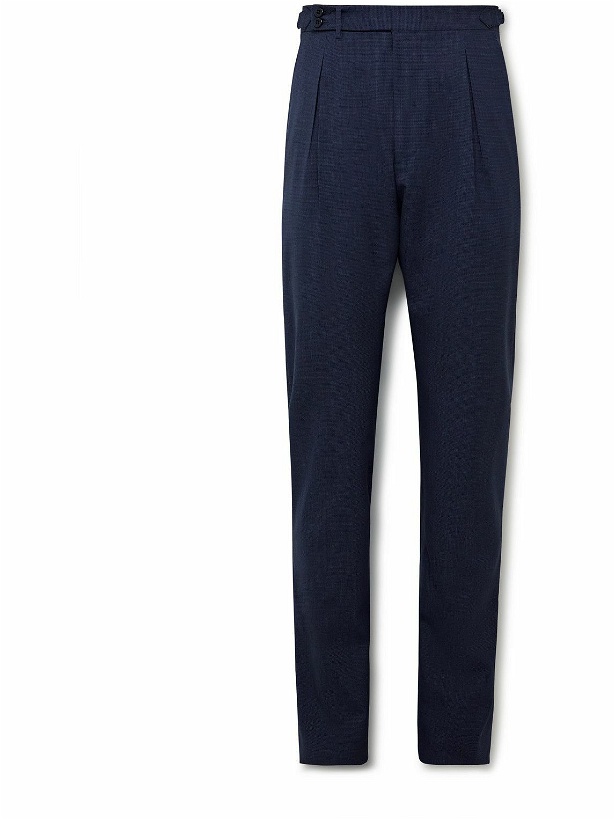 Photo: Zanella - Nico Tapered Pleated Puppytooth Virgin Wool-Blend Trousers - Blue