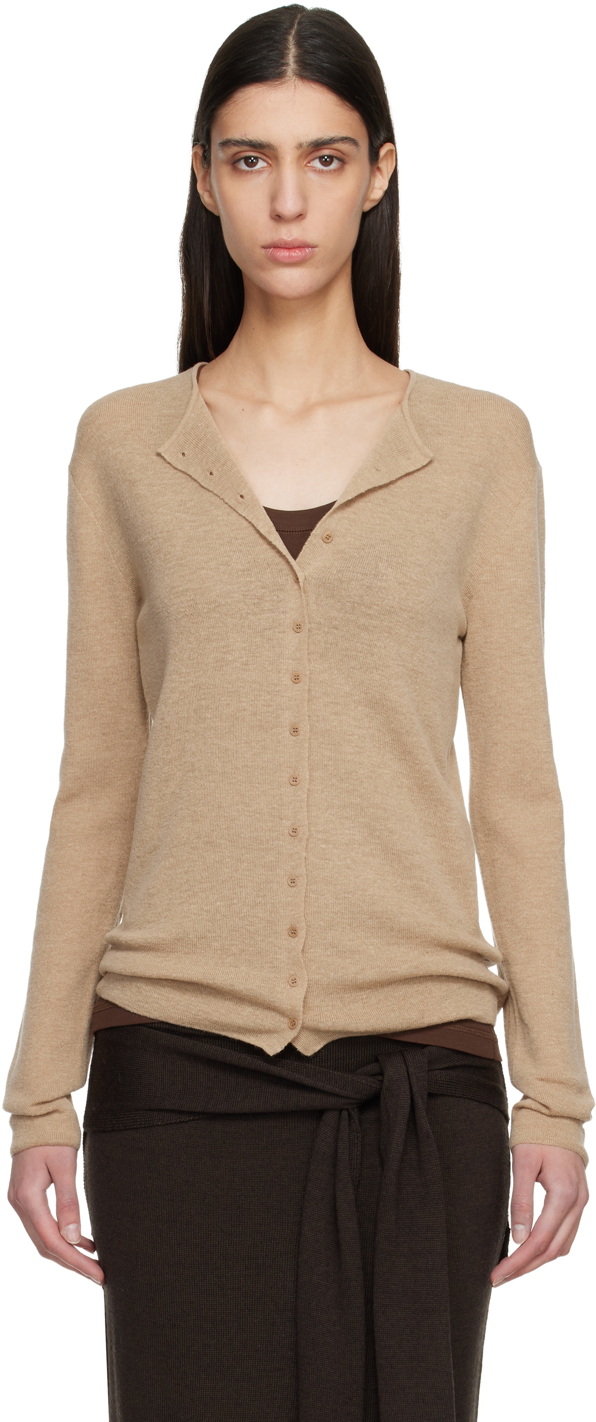 LE17SEPTEMBRE Tan Anne Knit Cardigan