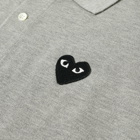 Comme des Garçons Play Men's Black Heart Polo Shirt in Grey