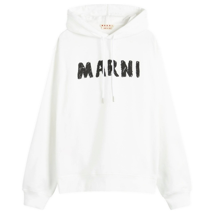 Photo: Marni Men's Scribble Logo Hoodie in Natural White