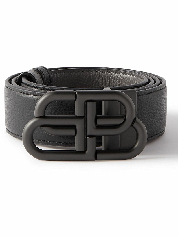 Photo: Balenciaga - 3.5cm Logo-Embellished Full-Grain Leather Belt - Black