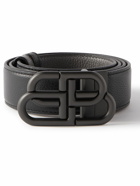 Balenciaga - 3.5cm Logo-Embellished Full-Grain Leather Belt - Black