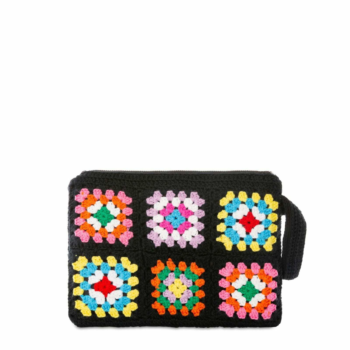 MC2 Saint Barth Parisienne Black Crochet Pouch Bag With Saint Barth Embroidery