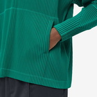 Homme Plissé Issey Miyake Men's Pleated Popover Hoody in Emerald Green