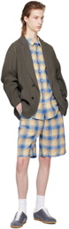 DOCUMENT Blue & Beige Check Shorts