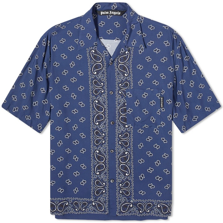 Photo: Palm Angels Men's Paisley Vacation Shirt in Navy Blue