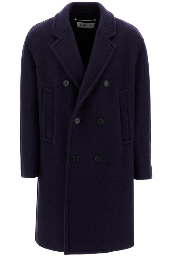 Photo: LANVIN double-breasted heavy wool coat Blue
